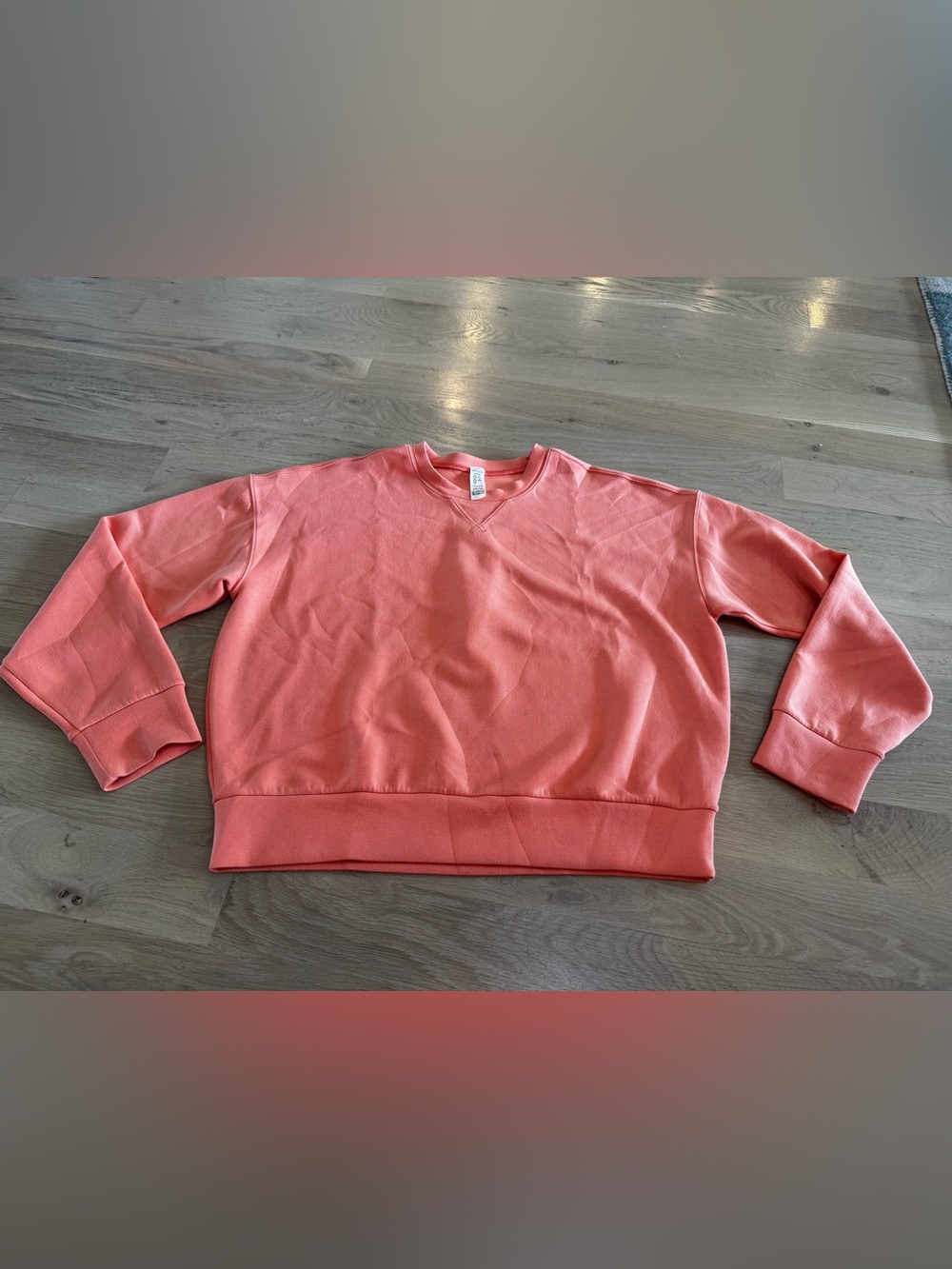 Spanx air essentials crewneck sweatshirt sunset peach orange size medium